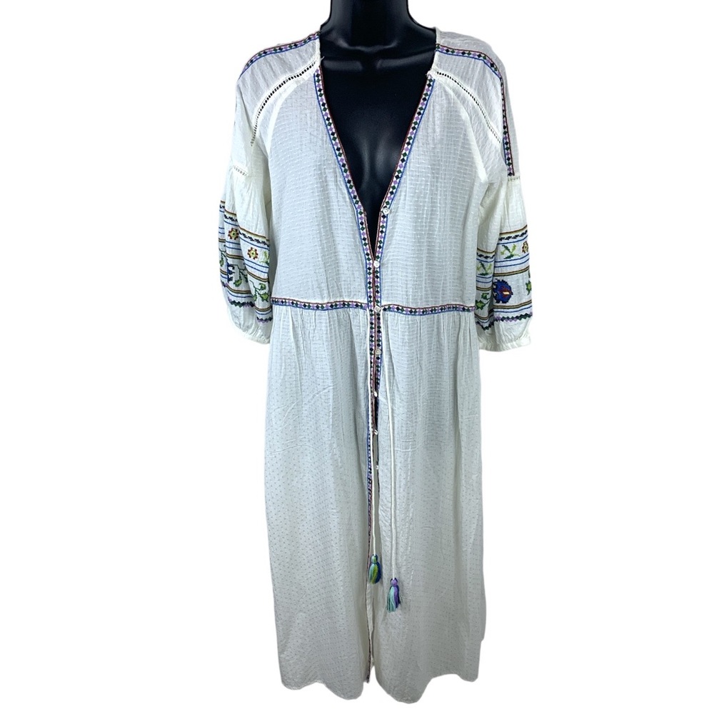 Zara embroidered Tassel Kimono Maxi dress